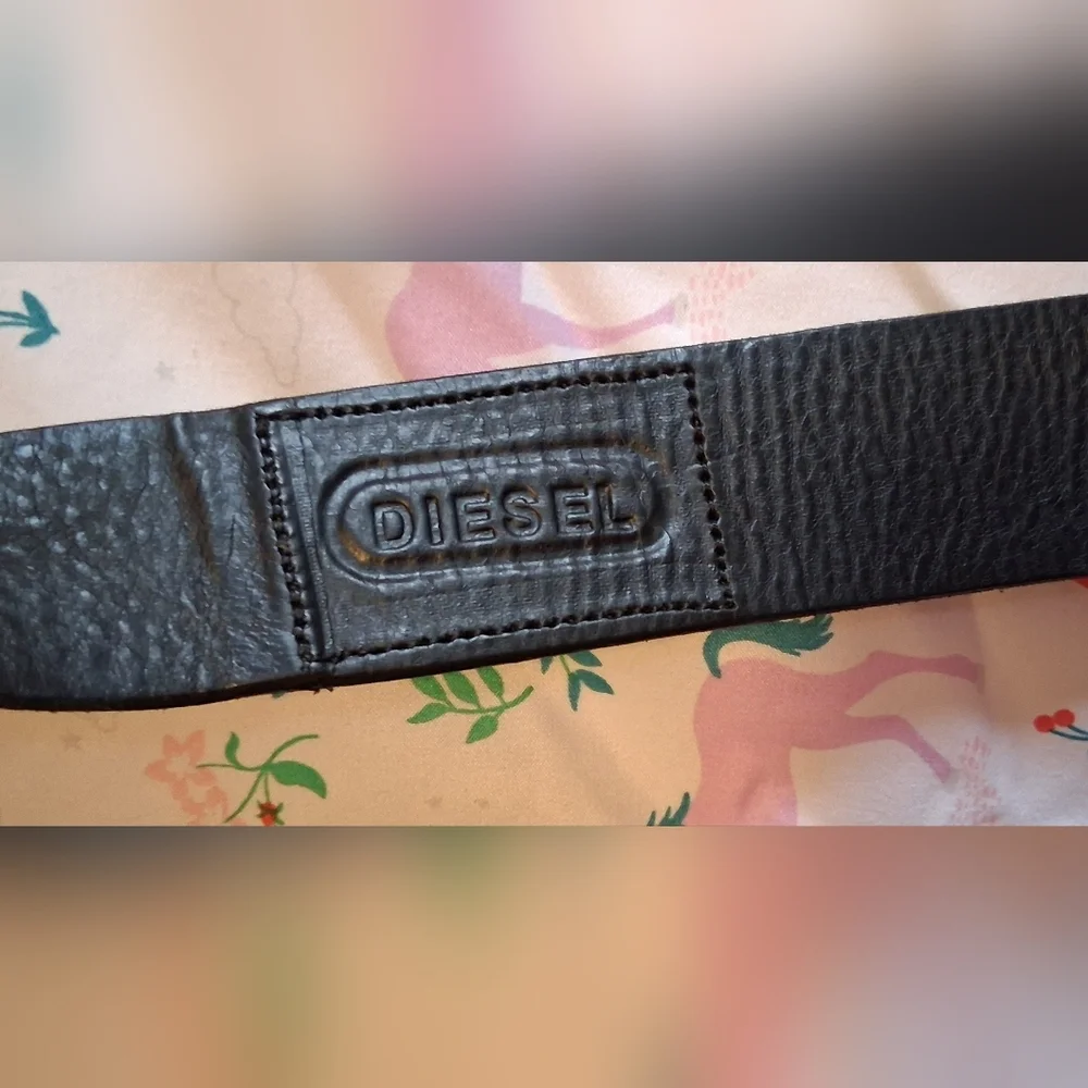 EUC Vintage 90s Diesel Bluestar Black Cowide Moto Streetwear Casual Belt 43in